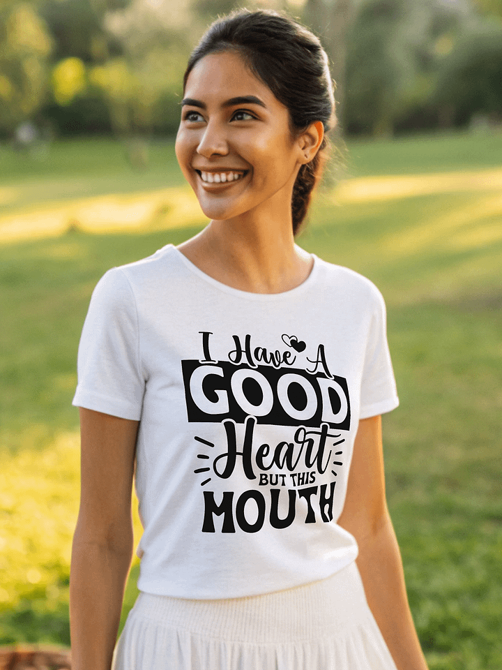 I Have A Good Heart But This Mouth Women White T-Shirt product image (1)