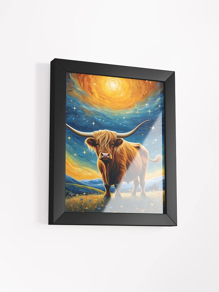 Highland Cow Wall Art Painting Framed Matte Poster : Fantasy Art product image (1)