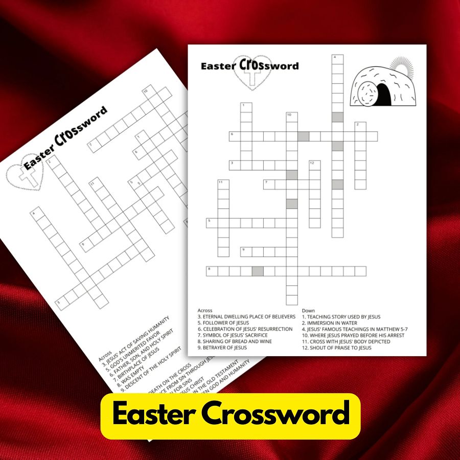 Easter crossword Game | Bible crossword puzzle printable, sunday school crossword puzzle printable product image (2)