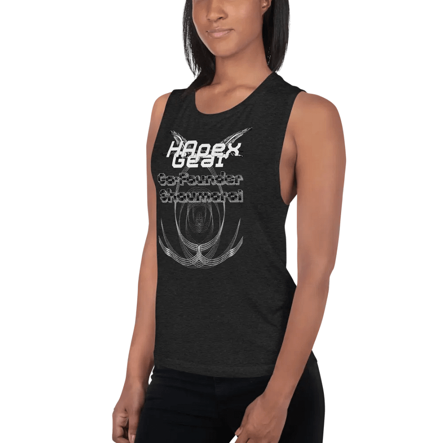 Women's Flowy Muscle Tank - Co Founder Shaumarai - White HApex Gear White Logo product image (6)