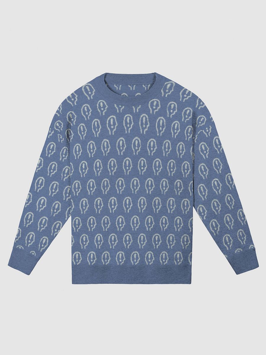 EXCLAIMING MENTALLY (repeating design, duotone blue) relaxed knitwear crewneck product image (3)