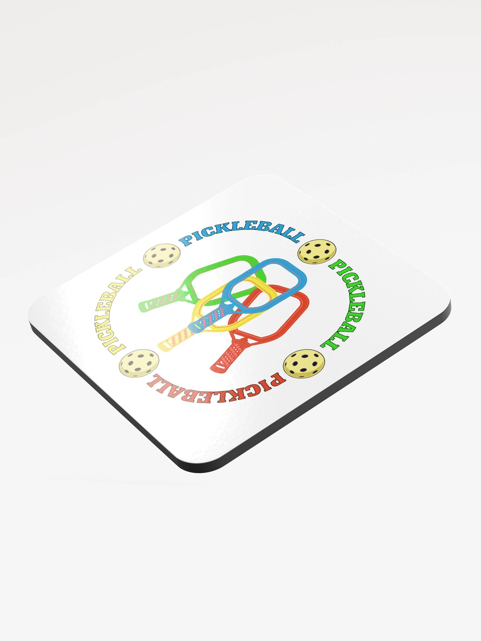Pickleball Four Circle Colors Vibrant Paradise Coaster product image (3)