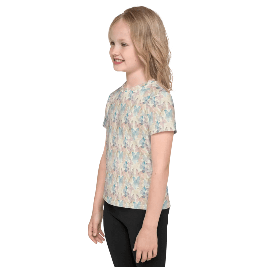 Sweet Butterflies Pattern Print Kids Crew Neck T-Shirt product image (3)
