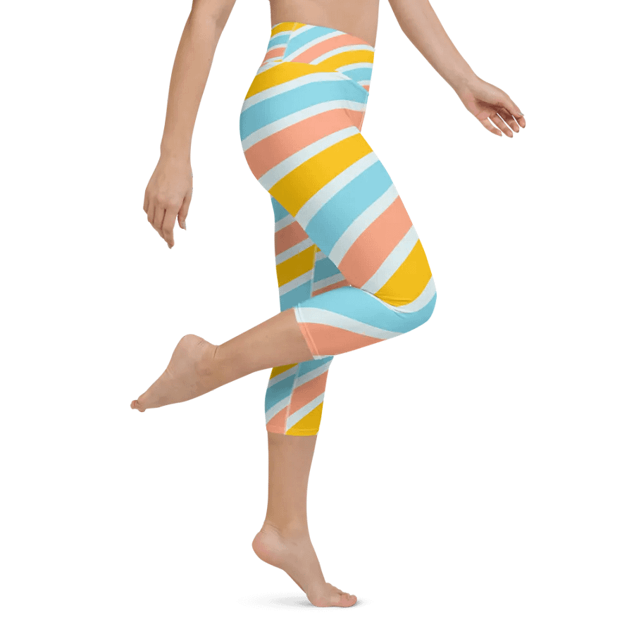 Cheerful Sorbet Stripes All-Over Print Capri Leggings product image (4)