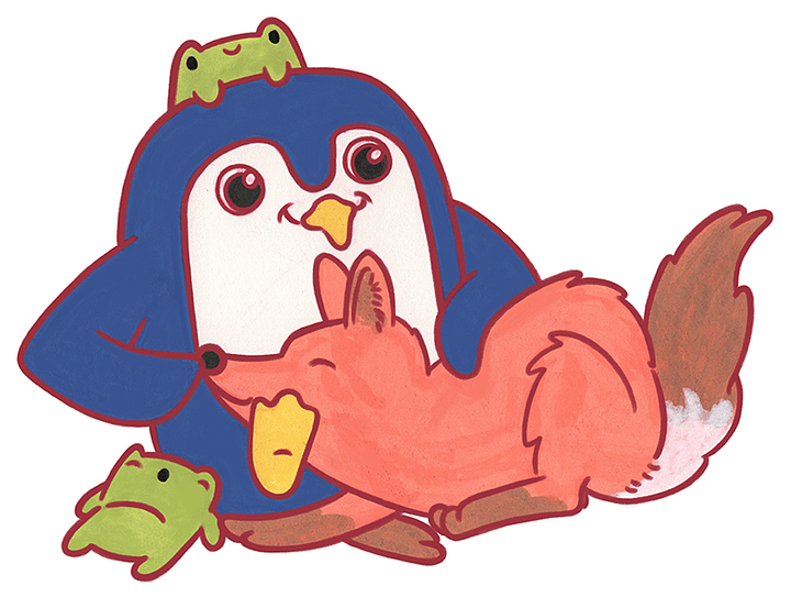 sticker : peguin, fox & frogs (dono) product image (1)