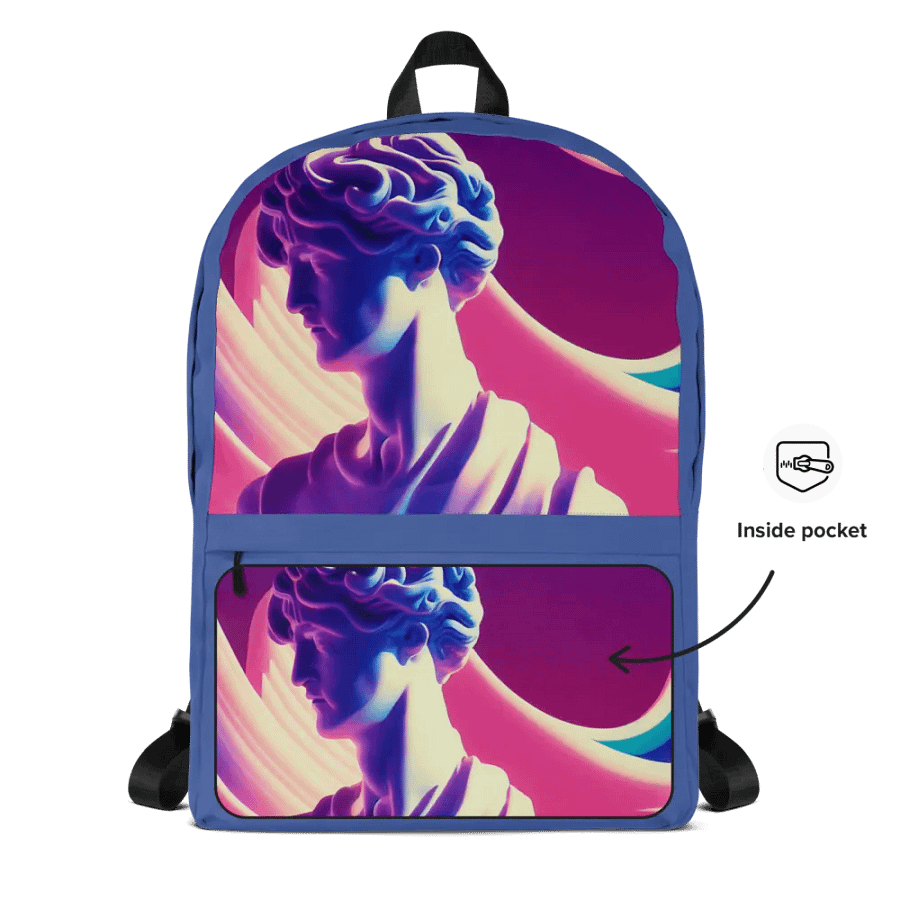 Greek God retrowave City Pop Dark Blue Backpack product image (7)