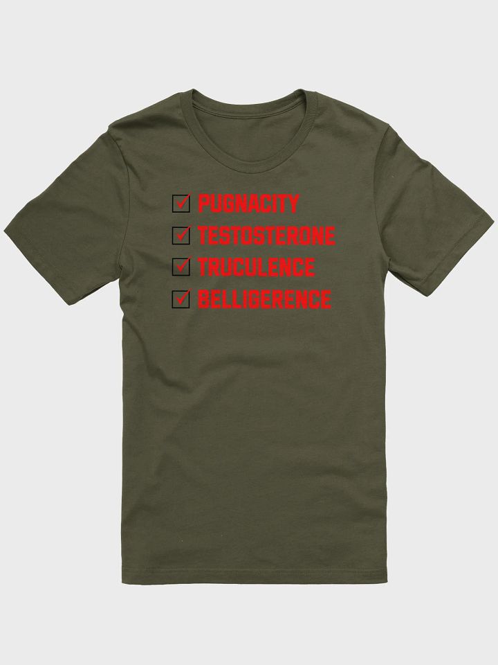 Funny Hockey T-Shirt – Pugnacity, Testosterone, Truculence, Belligerence – Gritty Hockey Shirt for Men – Gift for Hockey Players & Enforcers product image (2)