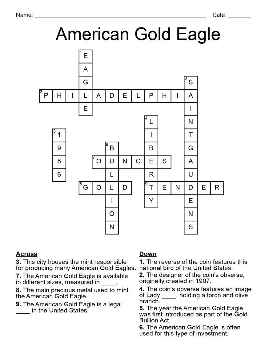 Old Gold Coin Crossword Puzzle - American Gold Eagle product image (3)