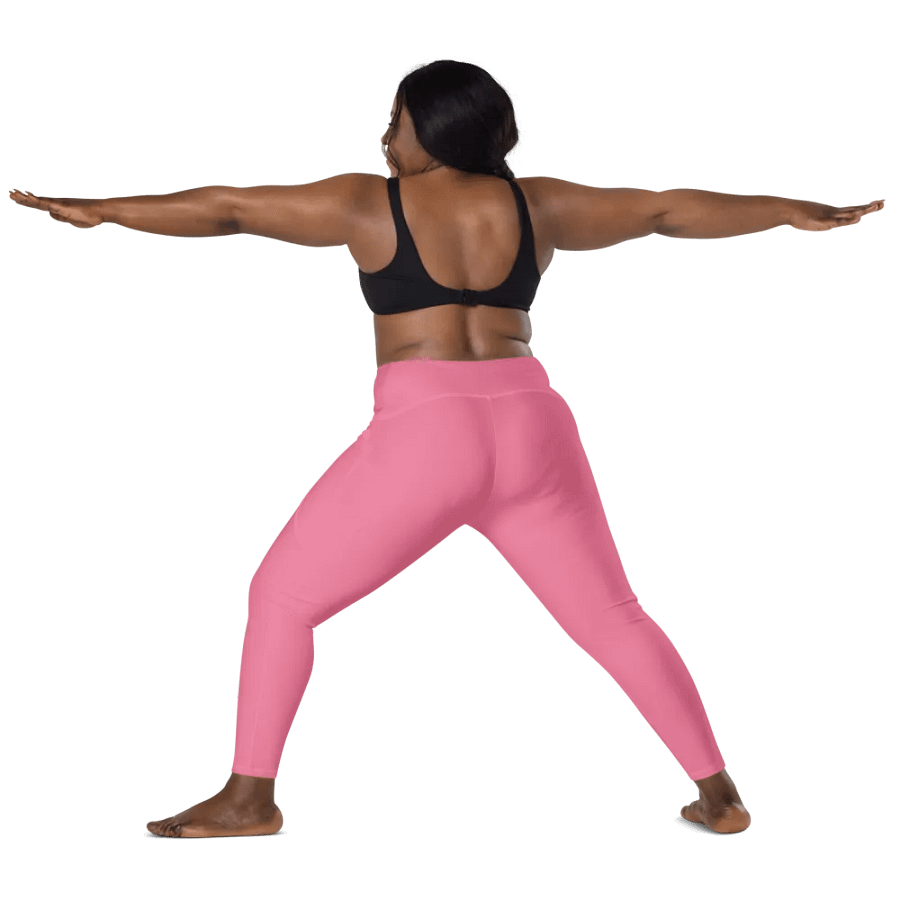Plain Rosy Pink Soft Summer Women's High Waisted Premium Crossover Leggings with Pockets by Treasure Pie product image (12)