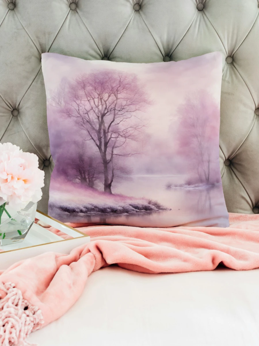 Pink Winter Nature Scene Pillow product image (1)