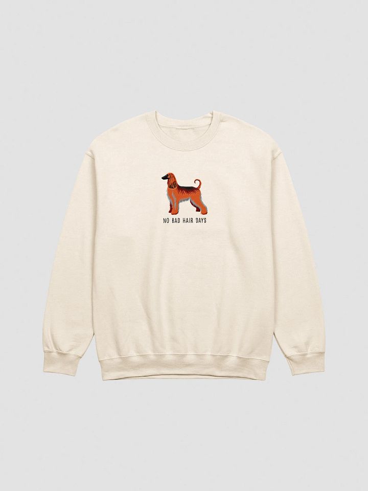 No Bad Hair Days Sweatshirt (Embroidered) of an Afghan Hound(Red) product image (10)