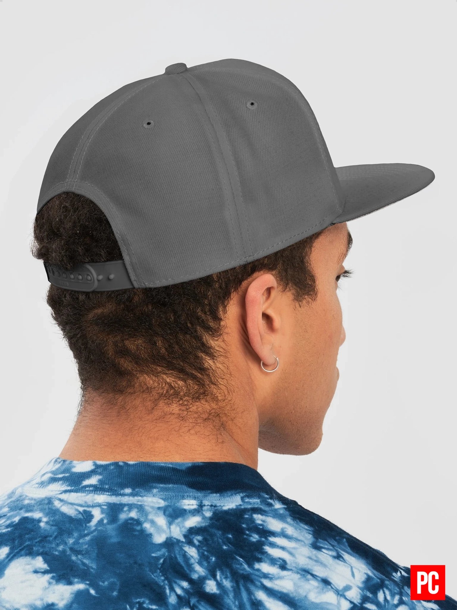 Plain Color Grey Cotton Twill Flat Snapback Cap product image (3)