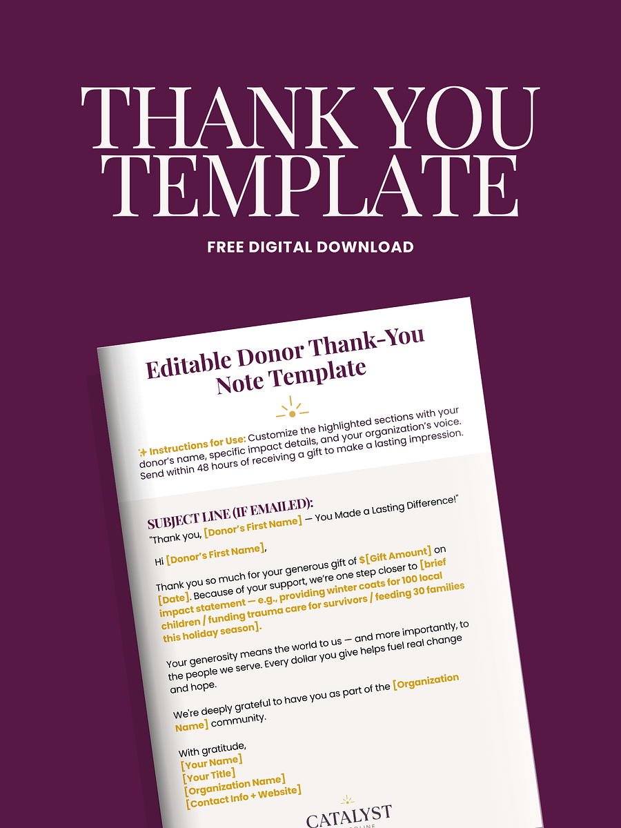 Editable Donor Thank-You Note Template (Free Download) product image (1)