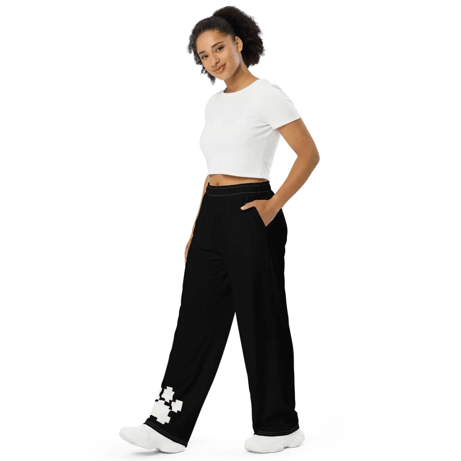 Paw Print Contrast Stitch Wide Leg Pants product image (4)