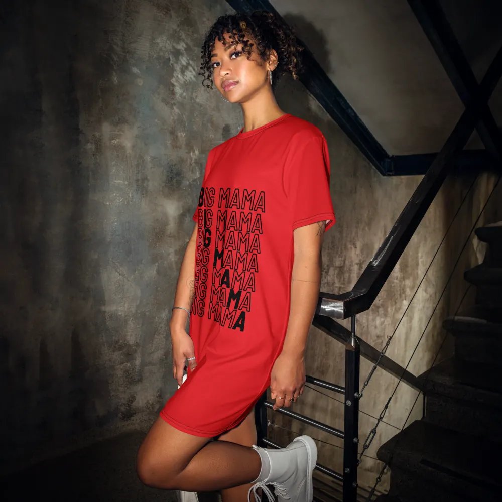 Big Mama Oversized T-Shirt Dress | Red Graphic Tee product image (1)