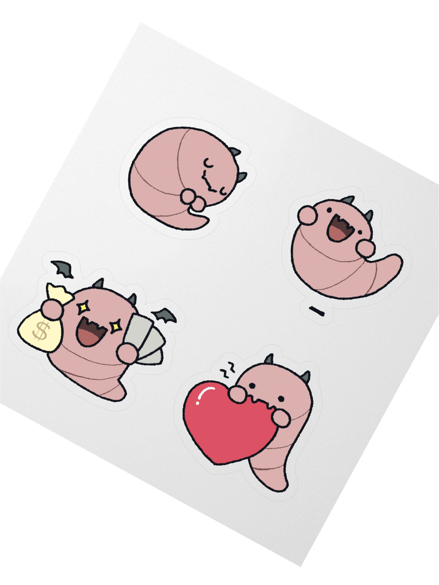 Worm 2 Stickers (Kiss Cut) product image (2)