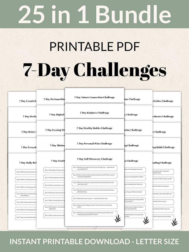 25 Printable 7-Day Challenges Mega Bundle product image (1)