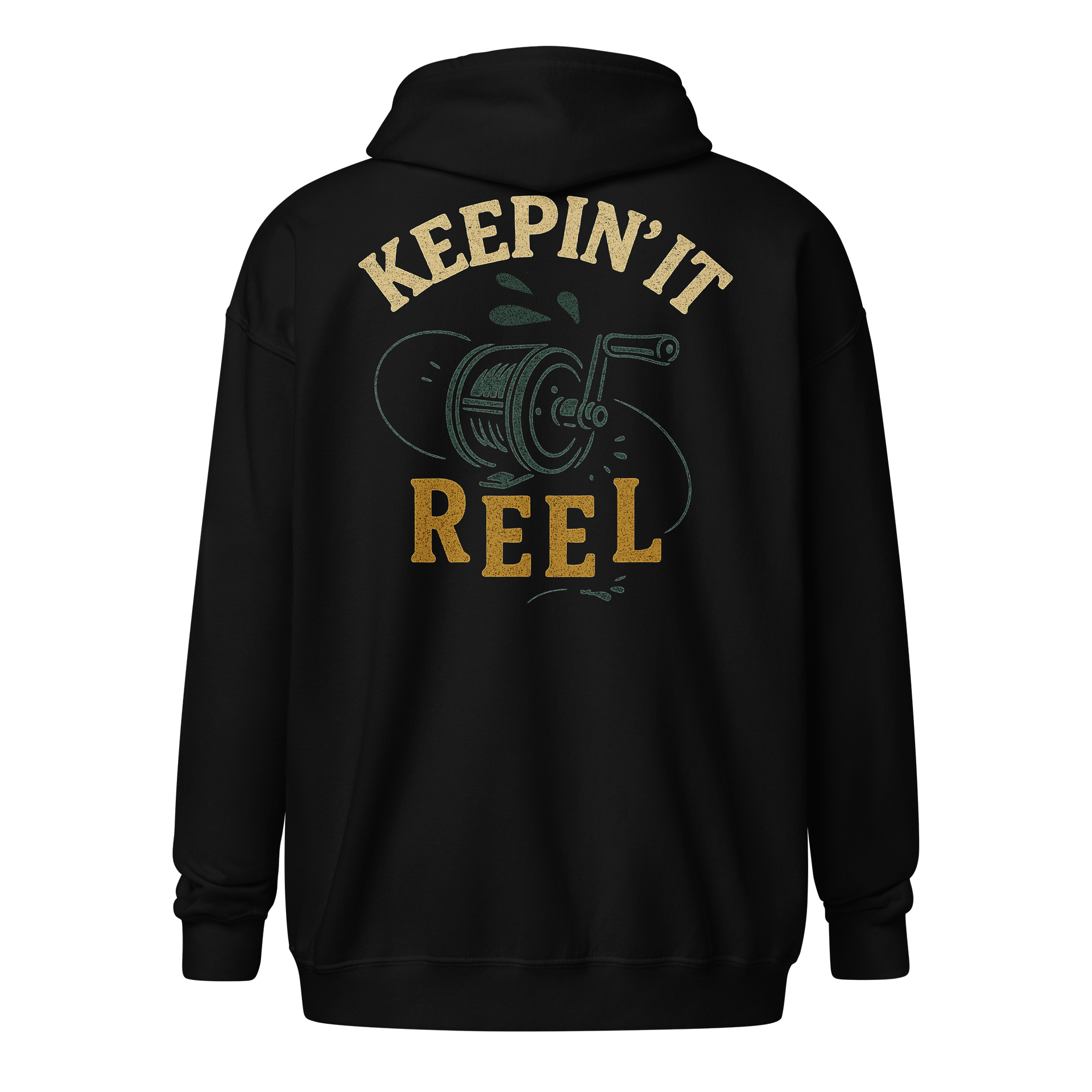 Keepin' It Reel Funny Zip Hoodie – Vintage Retro Fishing Humor product image (1)