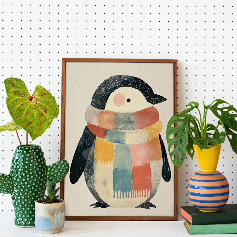 Cute Watercolor Penguin Illustration Nursery Art Print product image (9)