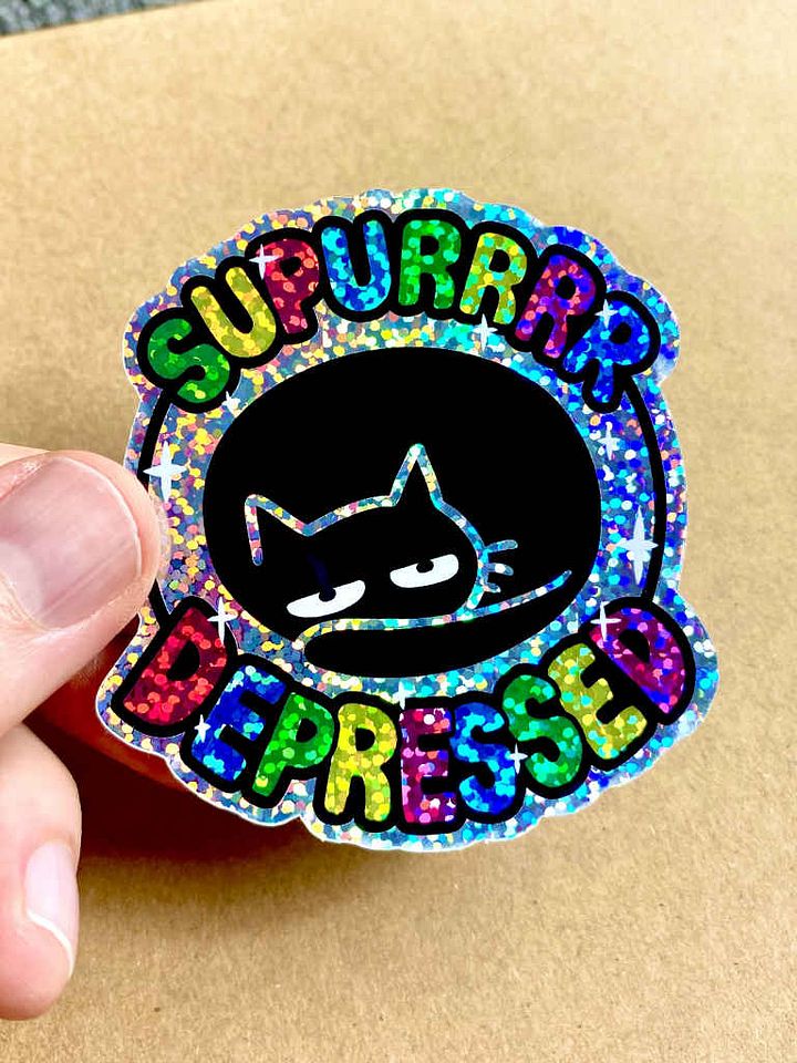 Supurrr Depressed Glitter Sticker product image (1)