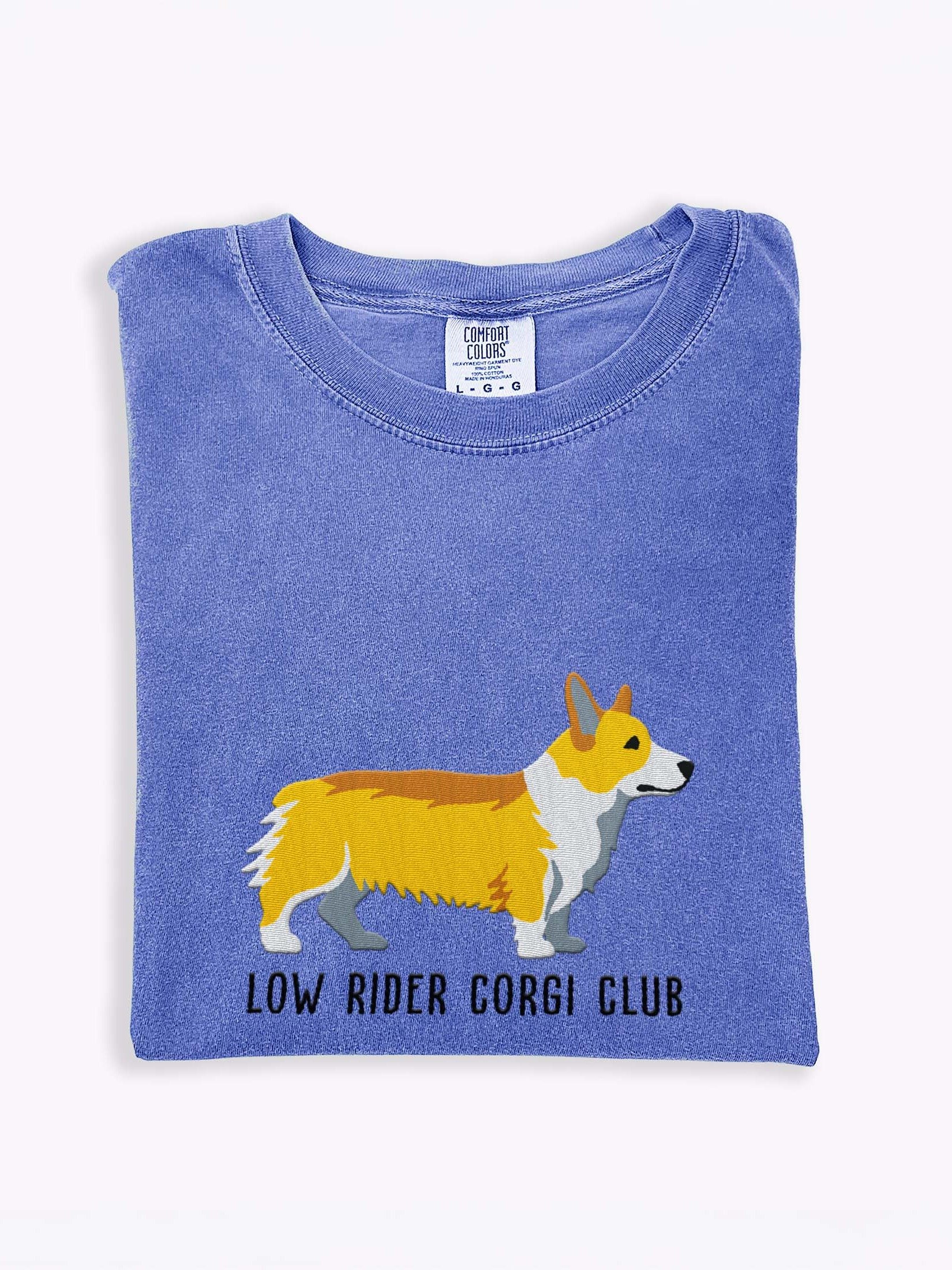 Low Rider Corgi Club T-Shirt(Embroidered) of a Pembroke Welsh Corgi(Lemon) product image (1)