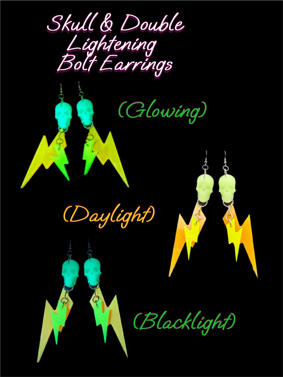 Resin Earrings - Skull/Lightening Bolt product image (3)