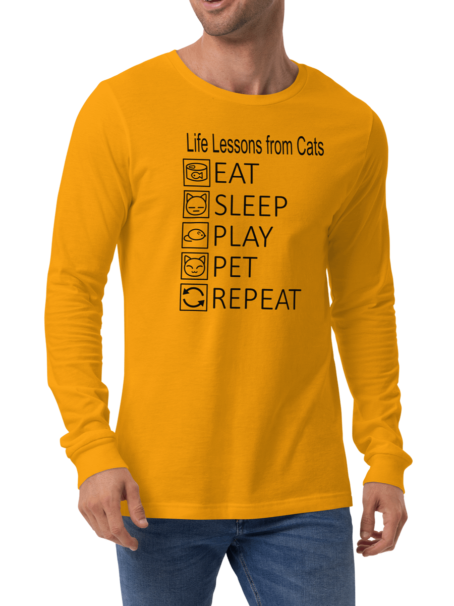 Life Lessons from Cats Unisex Long Sleeve Tee, Black Print product image (4)