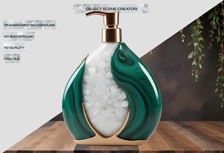 Aurora Verde – Luxury malachite soap dispenser decor PNG product image (2)