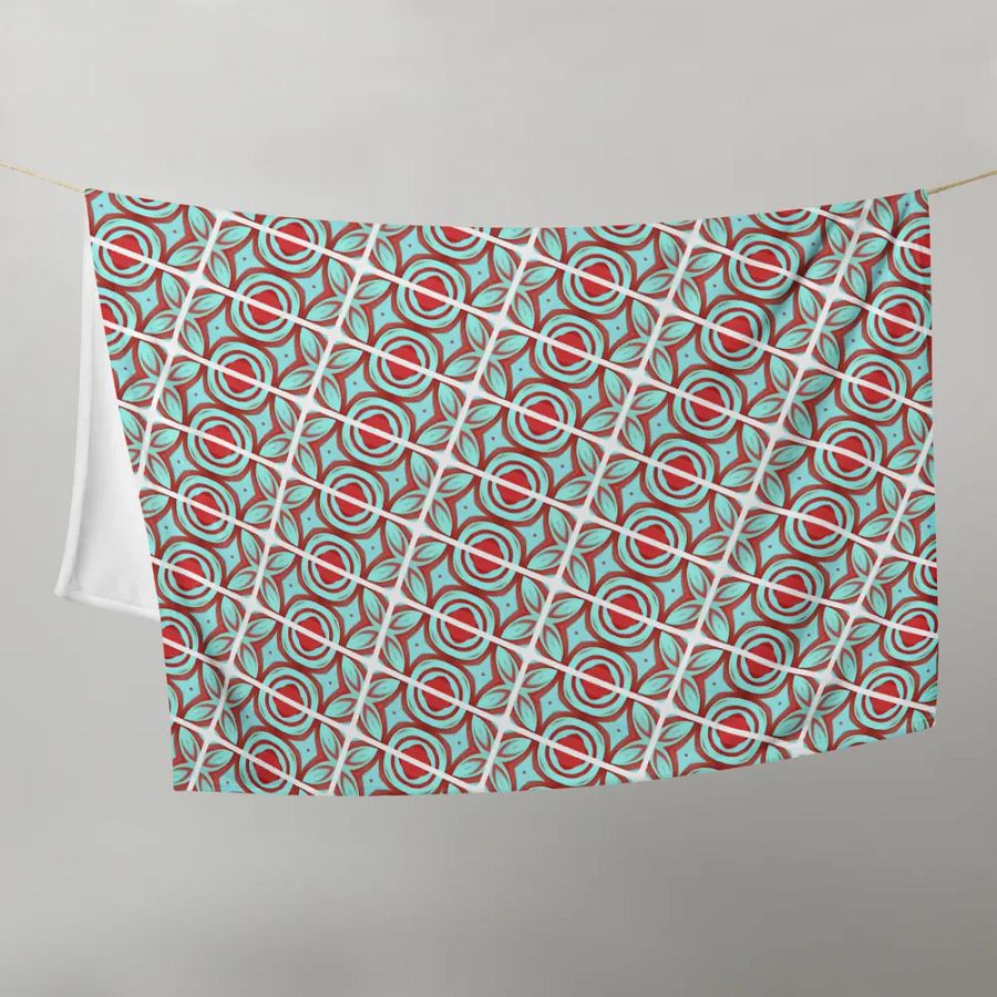 Blue & Red Diagonal Pattern Throw Blanket product image (10)