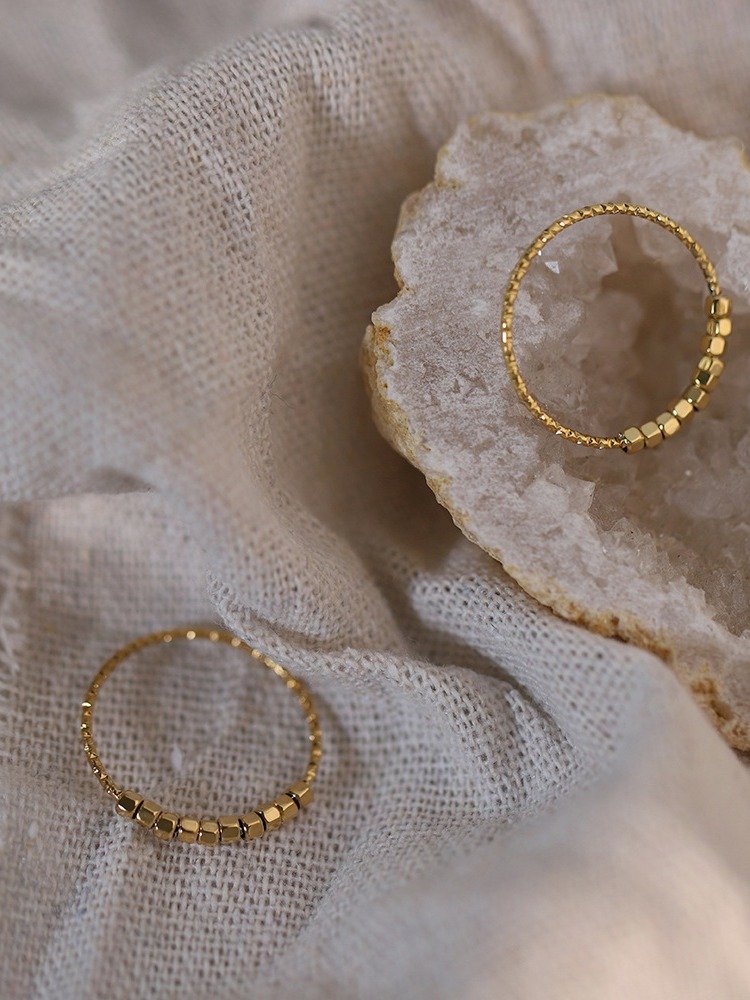 Dainty Beaded Stack Ring | 18K Gold Plated product image (11)
