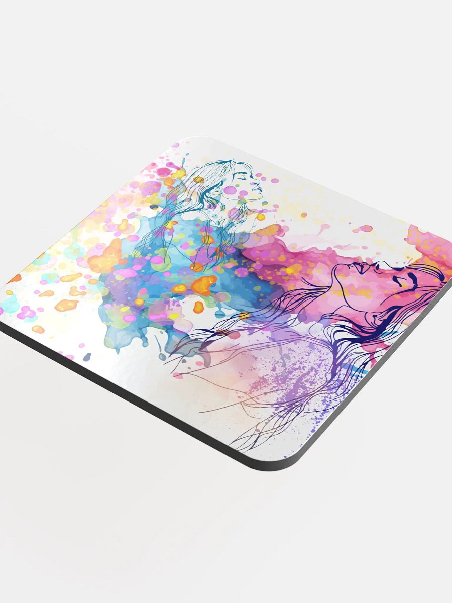 watercolor pastel  faces design on cork coasters product image (4)
