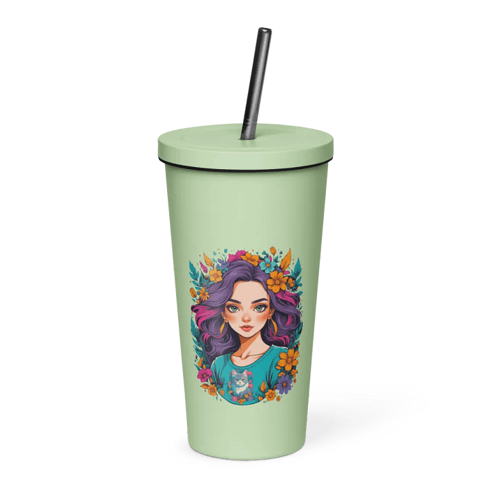 Bloomcore Flower Girl 20 oz Tumbler Cup - Mint - Insulated Tumbler with a Straw - v2 product image (1)