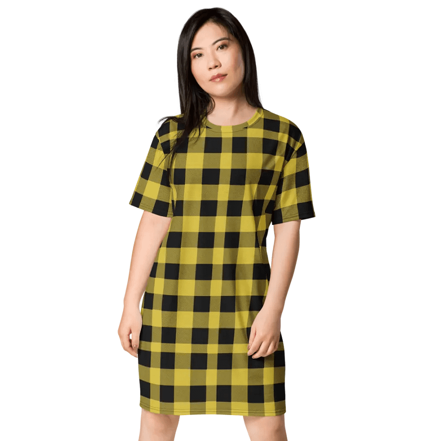 T-SHIRT DRESS VINTAGE CHECKERED ORANGE YELLOW product image (3)