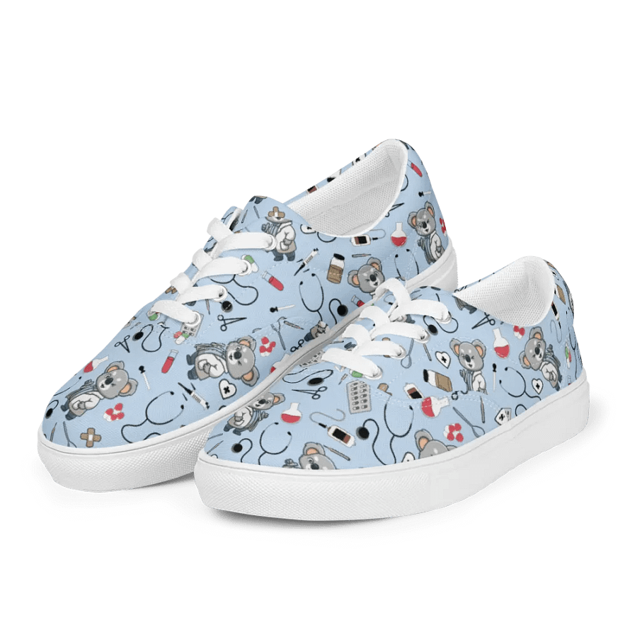 Cute Medical Koala Lace-up Canvas Shoes (Blue) product image (1)