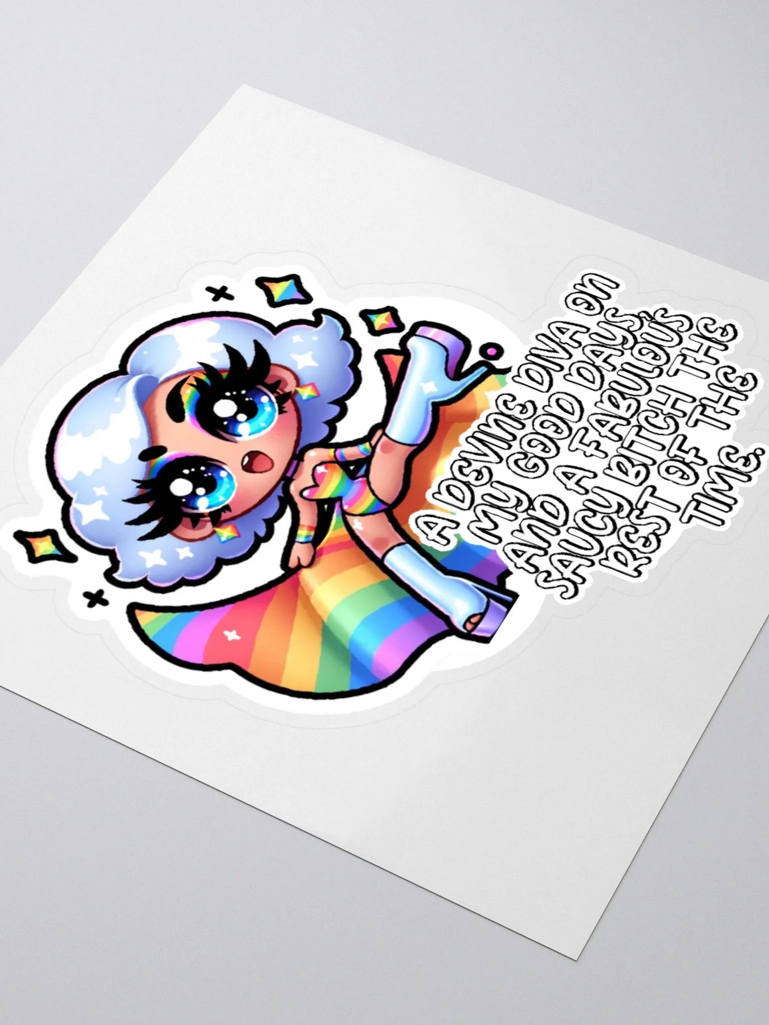 Drag Queen Sticker with Attitude Sticker-My Fabulous Self Sticker-LGBTQIA+ Sticker-Rainbow Sticker product image (8)