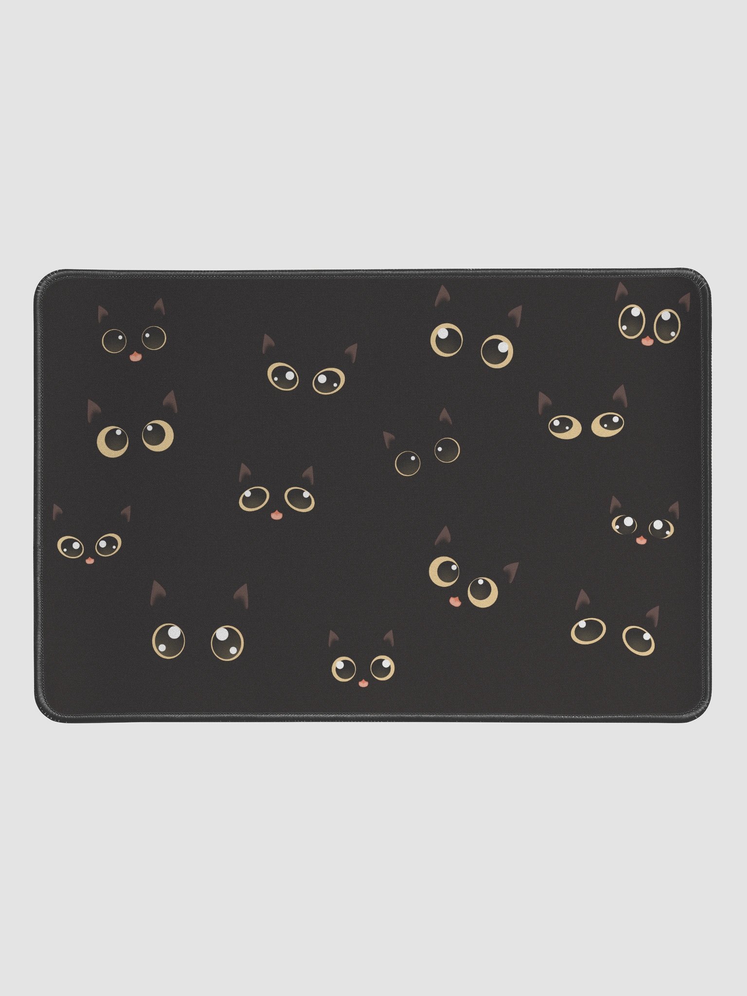 Cute Black Cat Faces (Yellow Eyes) Desk Mat 12" x 18" product image (1)