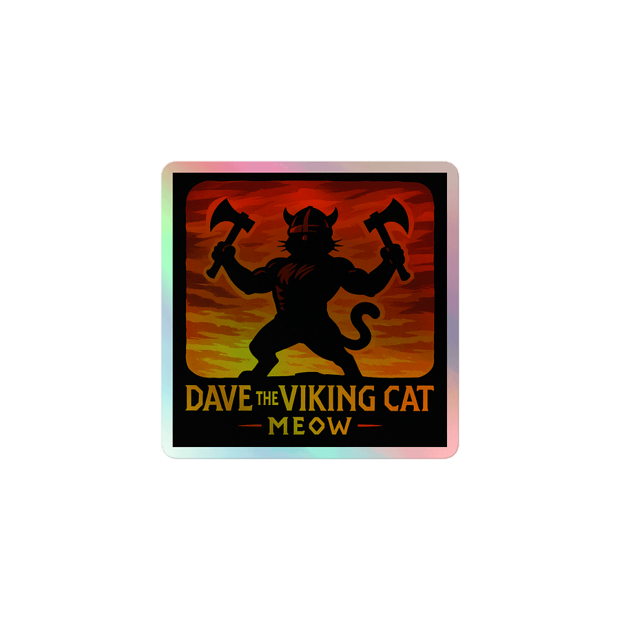 Dave the Viking Cat Sunset with axes sticker product image (1)
