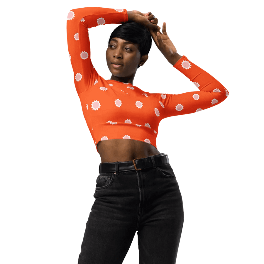 Bold Orange Crop Top with White Star Pattern product image (10)