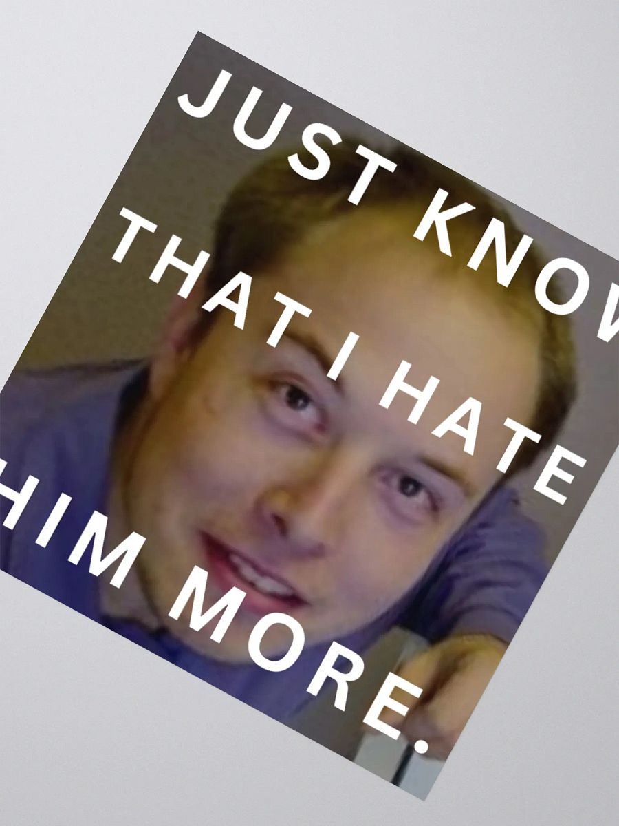I HATE HIM MORE. (Anti-Elon Tesla Sticker) product image (5)