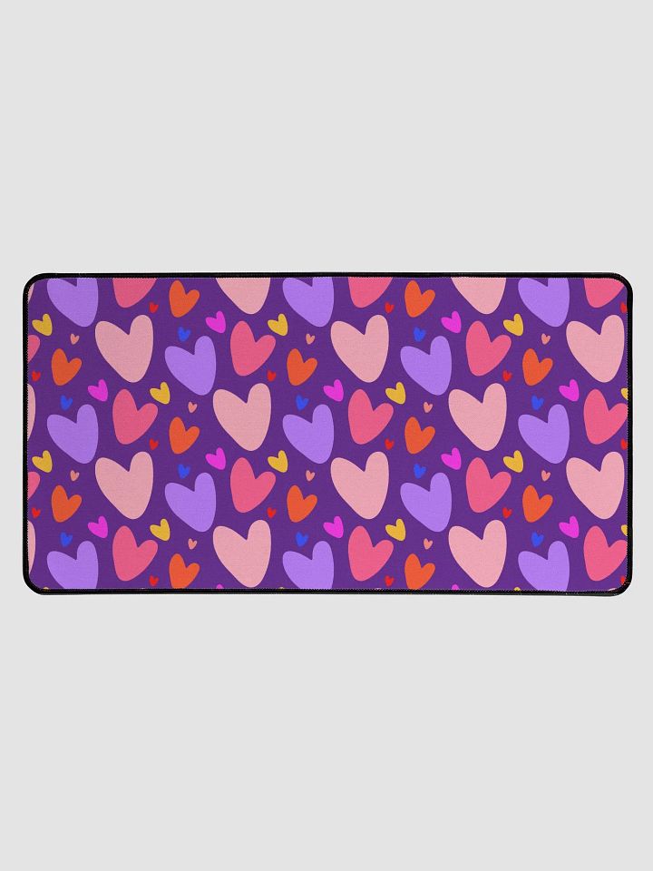 Doodle Hearts Purple and Pink pattern Desk Mat product image (1)