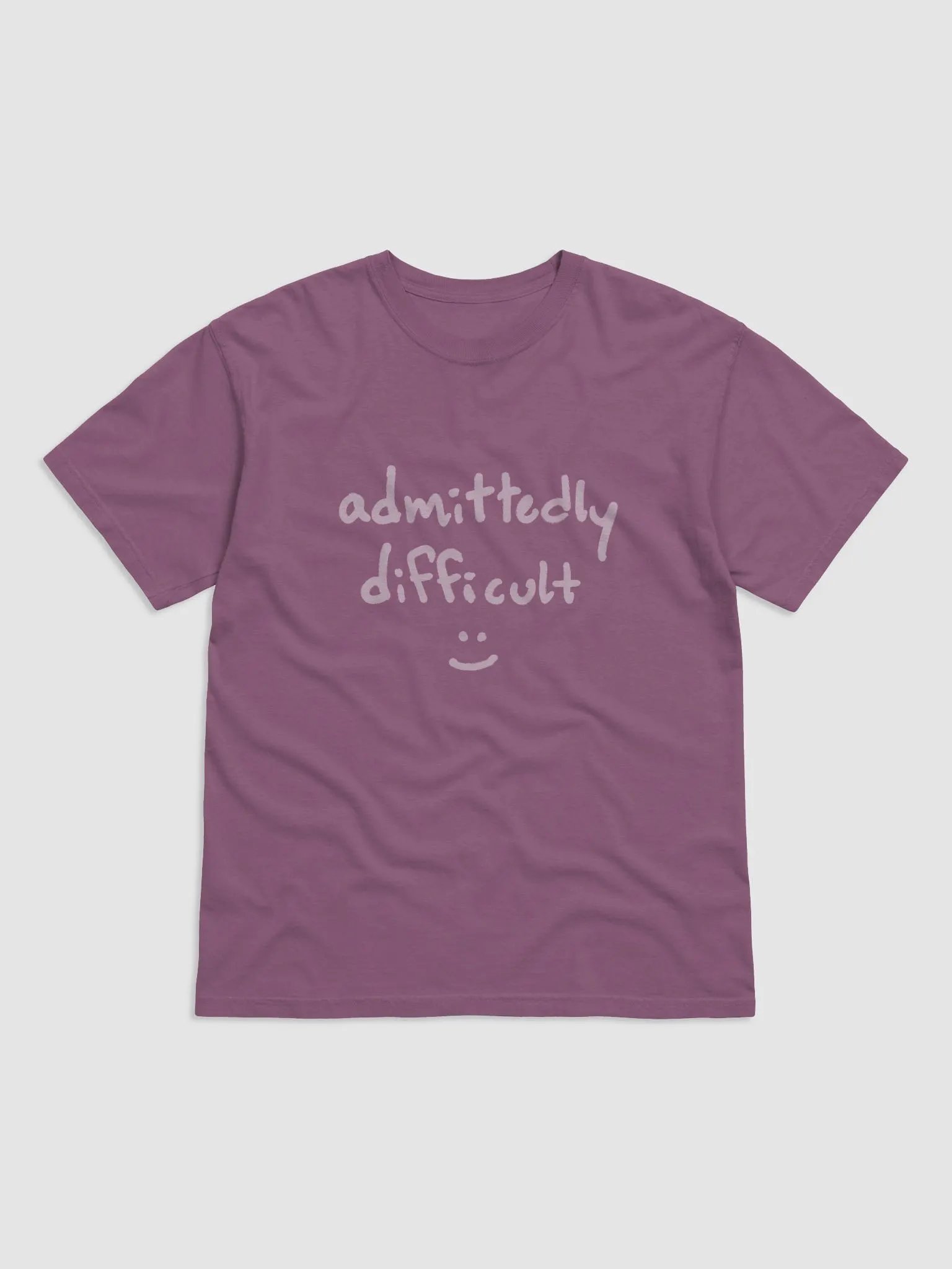 admittedly difficult (#E3C6D9) garment-dyed tee product image (1)