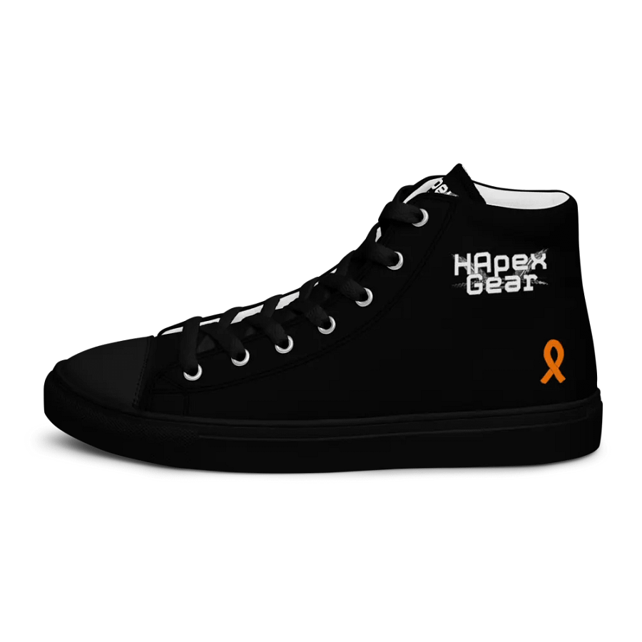 White HApex Gear White Logo Cancer Awareness Orange Ribbon. Black Women's High Top Canvas Shoes product image (9)
