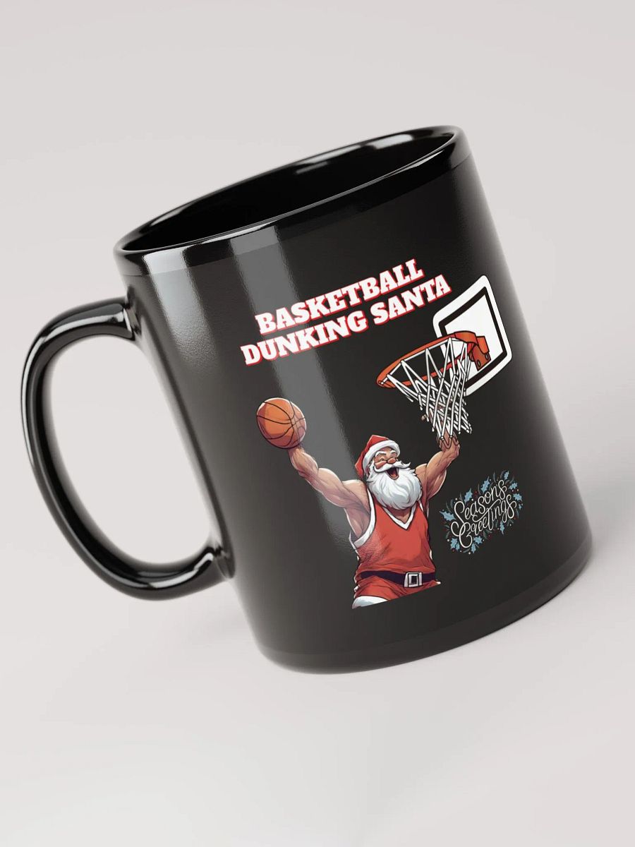 Basketball Dunking Santa Black Mug product image (6)