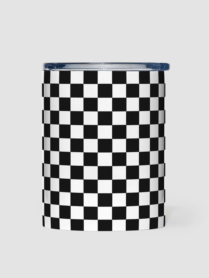 Checkered! Black and White Checkers 10 oz Stainless Steel Tumbler product image (1)