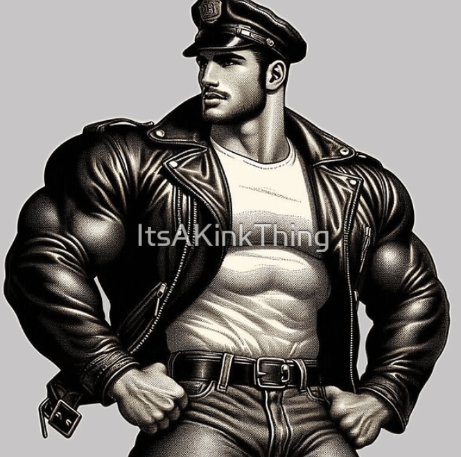 Gay 1940s Vintage Biker Muscle Power Tom of Finland Tribute Leather Pride Graphic Design product image (1)