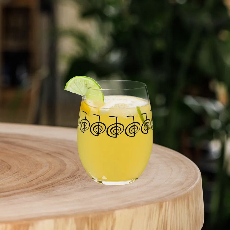 Drinking glass with Reiki healing symbol surrounding entire glass product image (3)