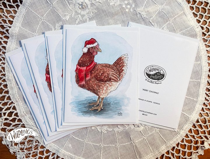 Merry Chickmas - Set of 5 A2 Notecards with Envelopes product image (2)