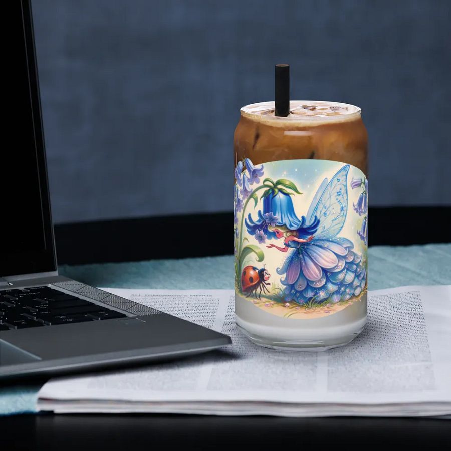 Bluebell Flower Fairy and Ladybug Glass with Optional Lid and Straw product image (33)