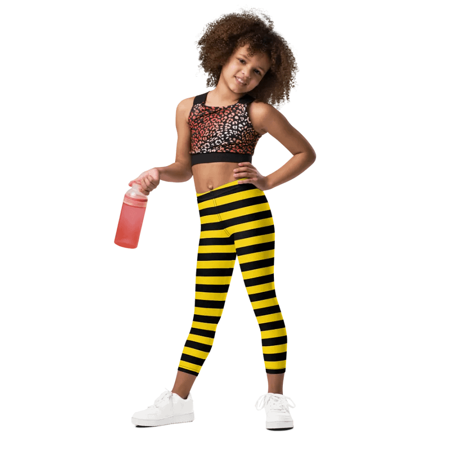 Striped Black and Yellow Kids Leggings product image (1)