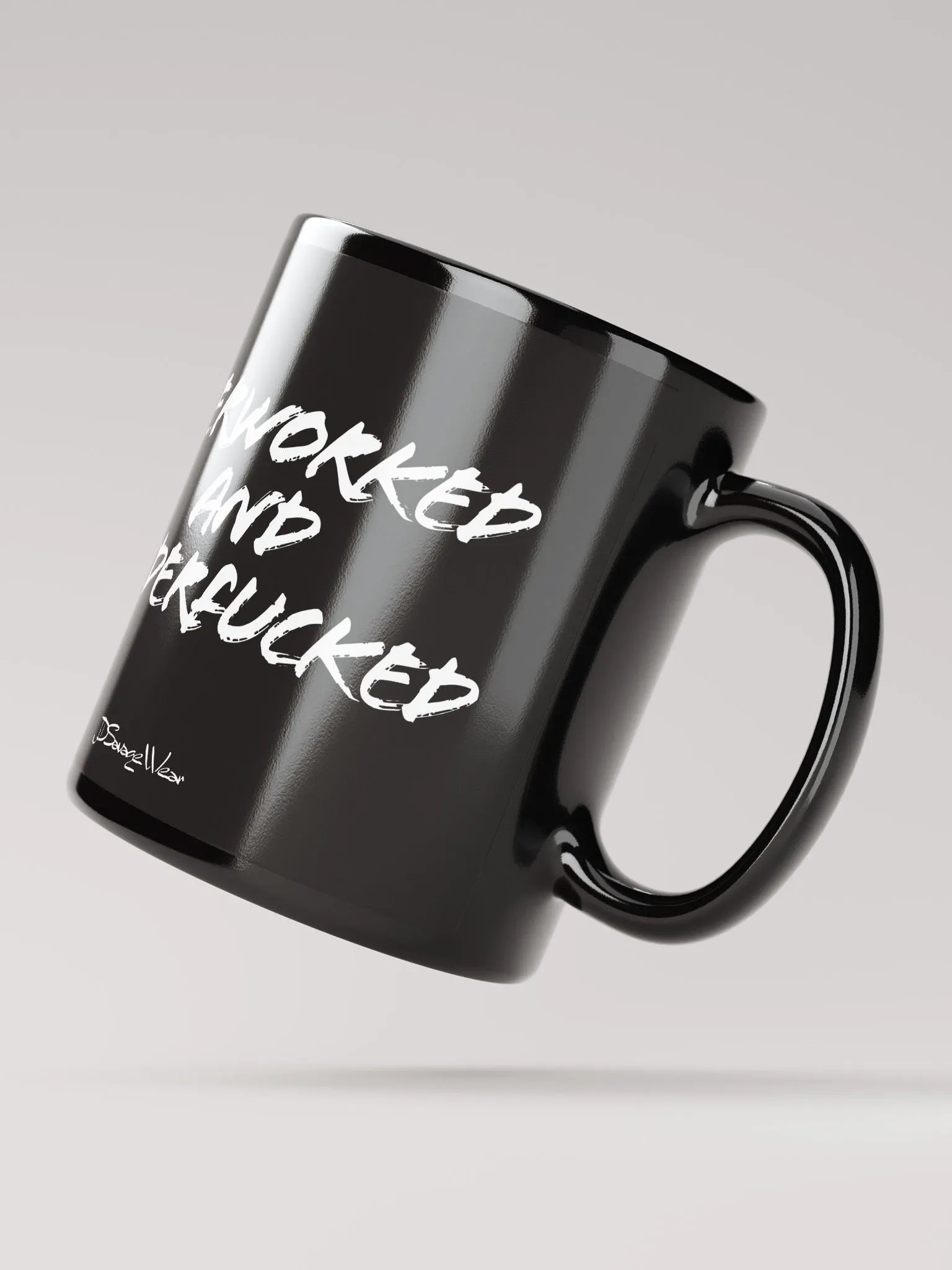 Overworked and UnderFucked Black Glossy Mug product image (4)